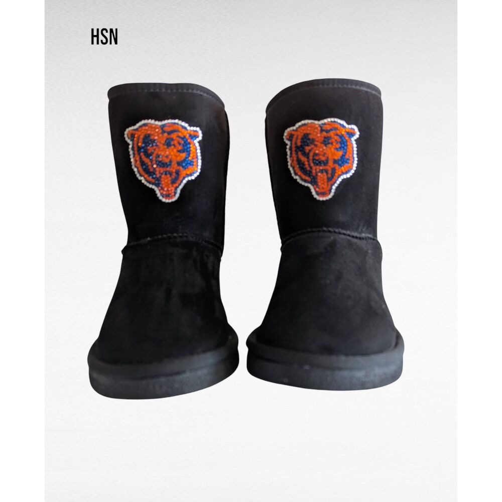 HSN faux suede & fur Chicago Bears calf high boots  Sz 6